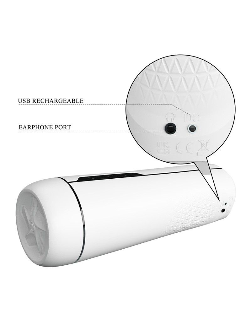 Masturbator Pretty Love Sienna, Vibratii+Suctiune, TPR Moale, Alb, 25 cm, Nr. 4, Erotic24.ro