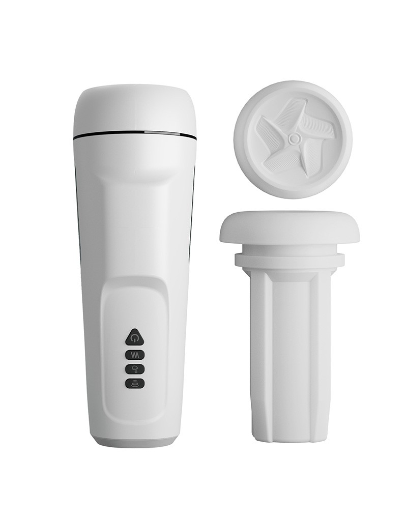 Masturbator Pretty Love Sienna, Vibratii+Suctiune, TPR Moale, Alb, 25 cm, Nr. 6, Erotic24.ro