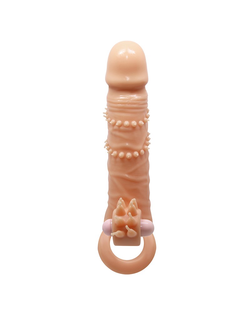 Prelungitor Penis cu Glont Vibrator Connor, +4 cm, TPR, Natural, #4, Erotic24.ro