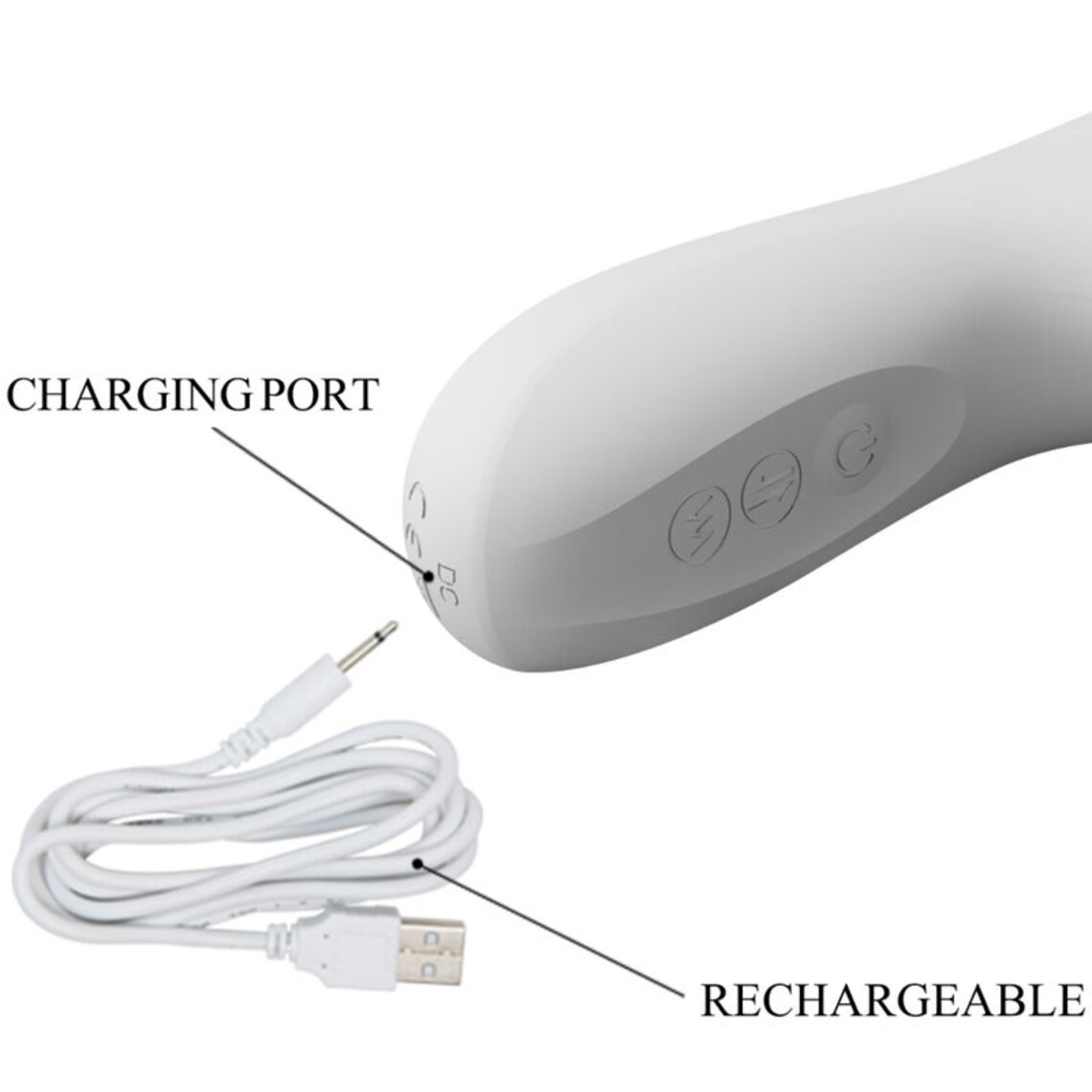 Vibrator Pretty Love Reese, Functii de Vibratii, Rotatii, Impingere, Silicon, USB, Alb, 24.8 cm, #8, Erotic24.ro