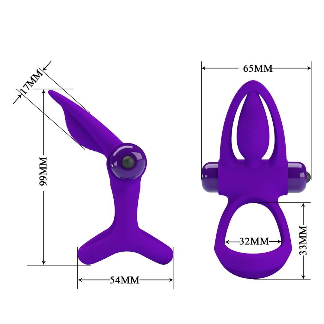 Inel Penis Pretty Love Vibration Cock Ring, 10 Moduri Vibratii, Silicon, Violet, Nr. 9, Erotic24.ro