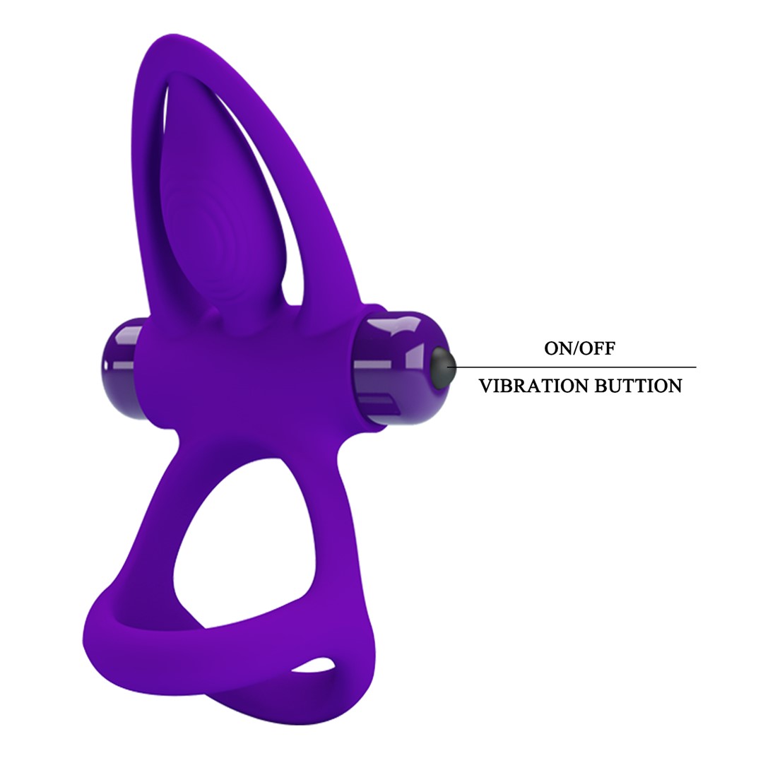 Inel Penis Pretty Love Vibration Cock Ring, 10 Moduri Vibratii, Silicon, Violet, Nr. 6, Erotic24.ro