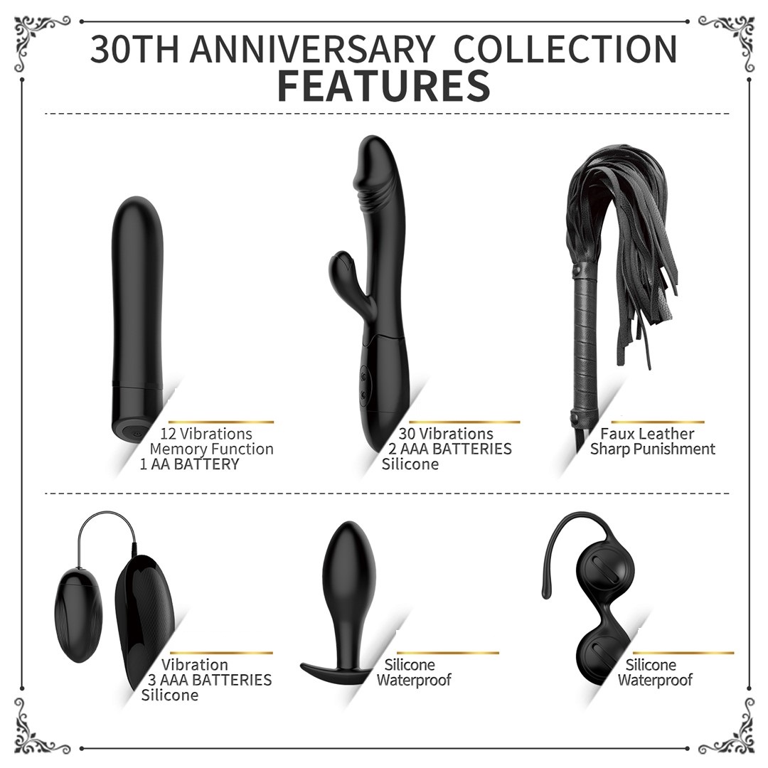 Set Anniversary Collection All Black Series, 6 Jucarii, Silicon, Negru, Nr. 2, Erotic24.ro