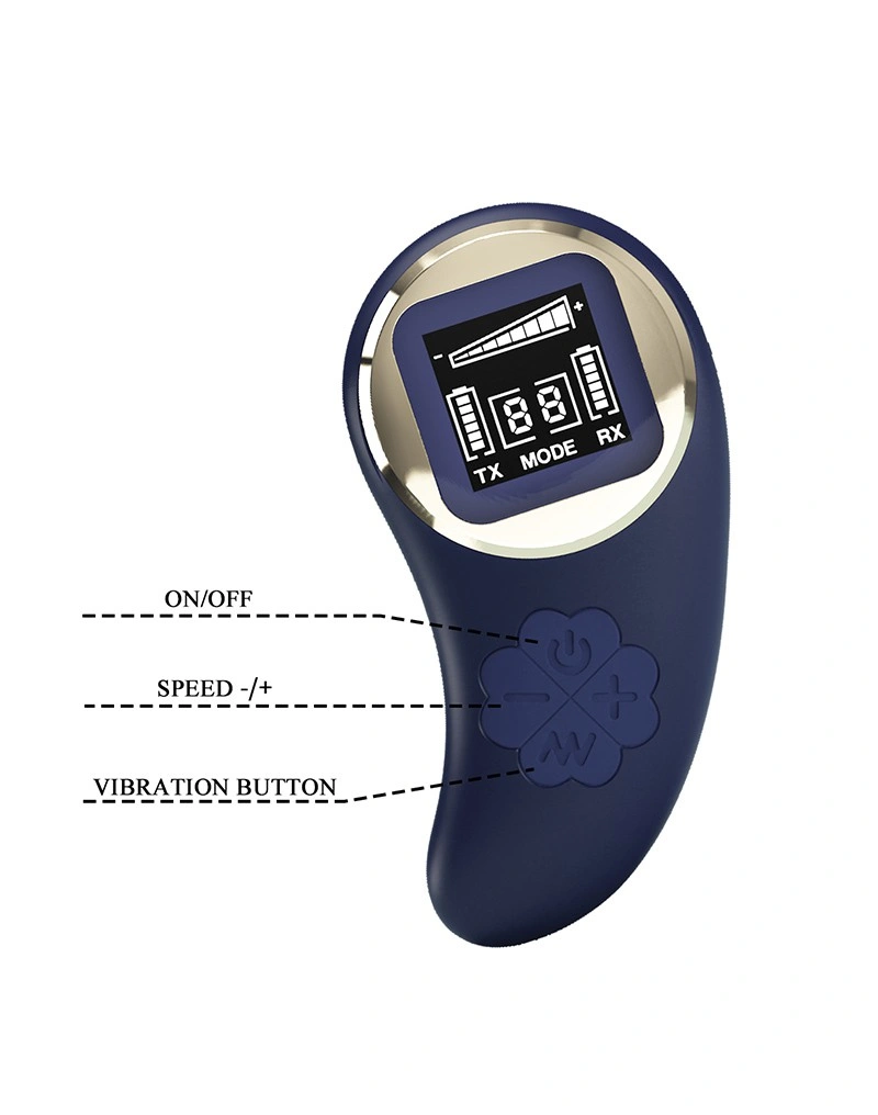 Ou Vibrator Mina, 10 Moduri Vibratii, Telecomanda Wireless cu Ecran Led, Silicon, USB, Albastru Inchis, #6, Erotic24.ro