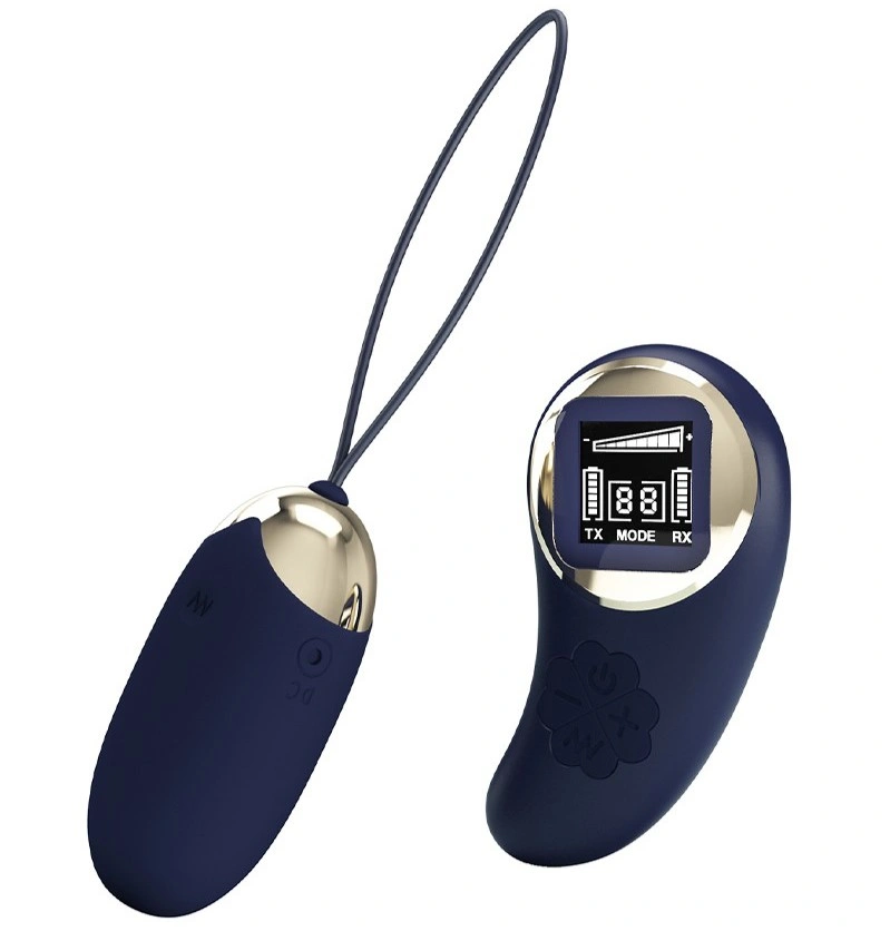 Ou Vibrator Mina, 10 Moduri Vibratii, Telecomanda Wireless cu Ecran Led, Silicon, USB, Albastru Inchis, #2, Erotic24.ro