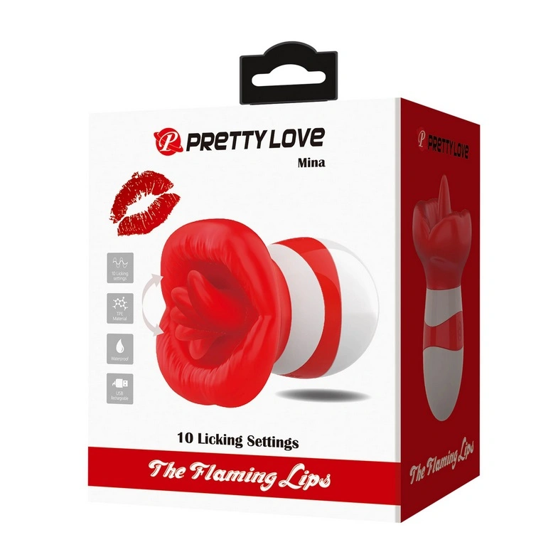 Stimulator Clitoris Pretty Love Mina, 10 Moduri Licking, TPE, USB, Rosu/Alb, Nr. 5, Erotic24.ro
