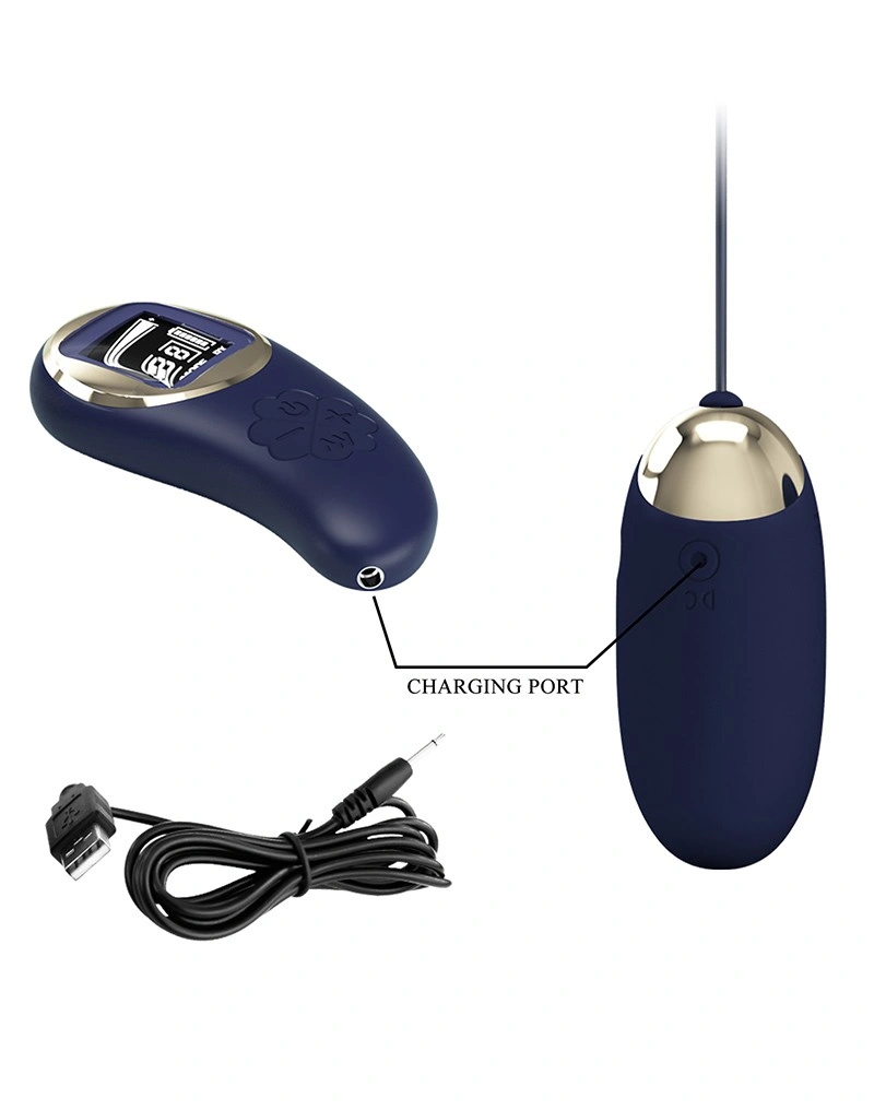 Ou Vibrator Mina, 10 Moduri Vibratii, Telecomanda Wireless cu Ecran Led, Silicon, USB, Albastru Inchis, #7, Erotic24.ro