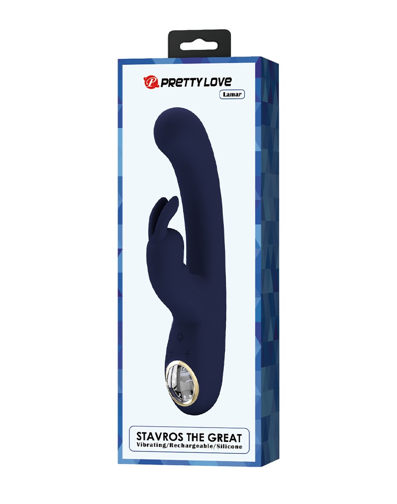 Vibrator Iepuras Lamar, 10 Moduri Vibratii, Ecran LED, Silicon, USB, Albastru Inchis, 22 cm, #8, Erotic24.ro