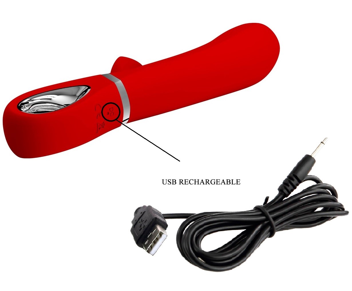 Vibrator Iepuras Thomas, 7 Moduri Vibratii, Silicon, USB, Rosu, 20.5 cm, #6, Erotic24.ro