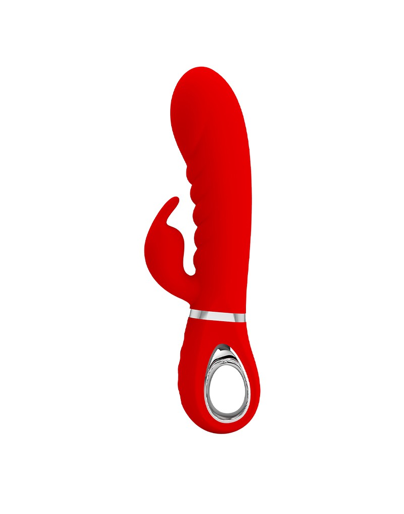 Vibrator Iepuras Prescott, 7 Moduri Vibratii, Silicon, USB, Rosu, 20 cm, Nr. 3, Erotic24.ro