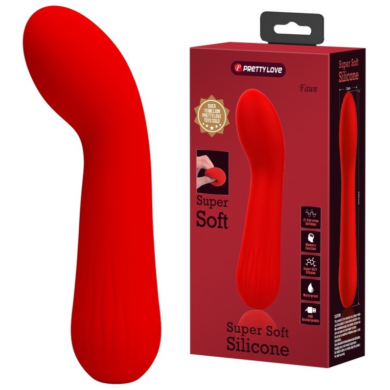 Vibrator Punctul G Faun, 12 Moduri Vibratii, Silicon, USB, Rosu, 15 cm