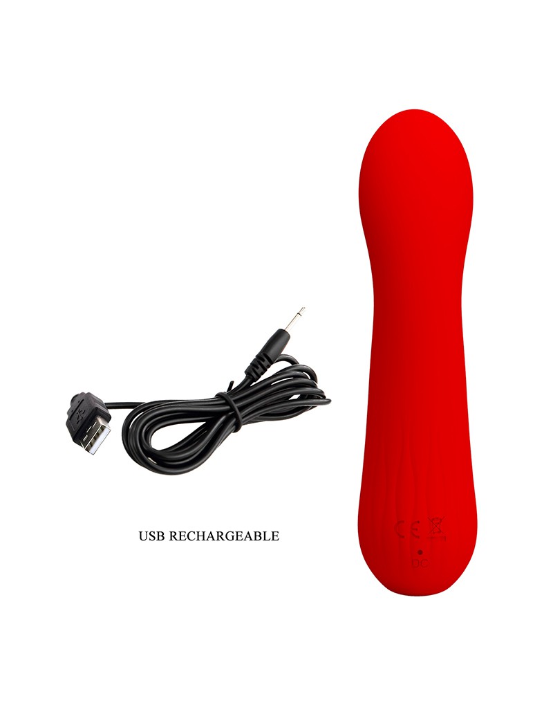 Vibrator Punctul G Faun, 12 Moduri Vibratii, Silicon, USB, Rosu, 15 cm, Nr. 8, Erotic24.ro