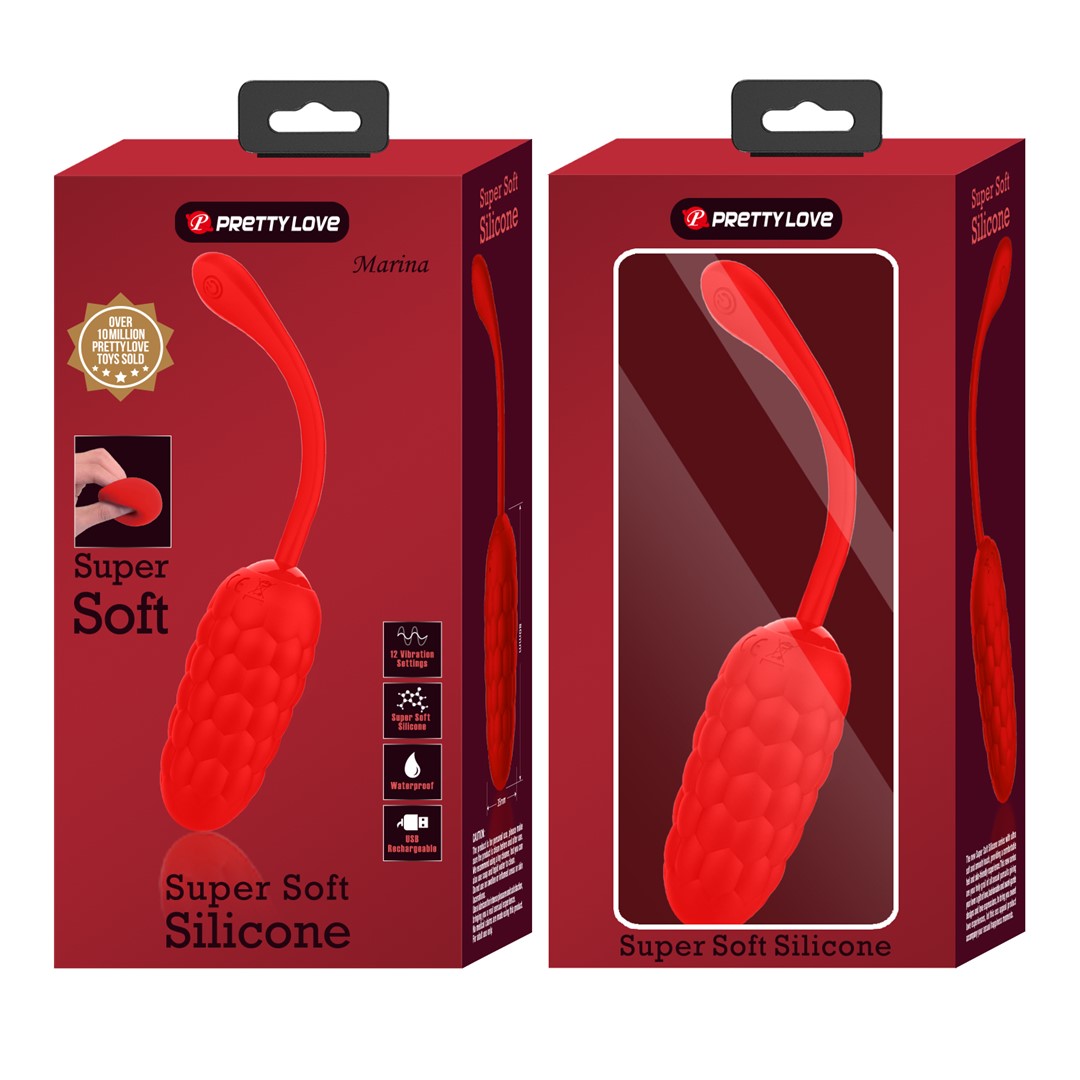 Ou Vibrator Marina, 12 Moduri Vibratii, Silicon, USB, Rosu, #8, Erotic24.ro