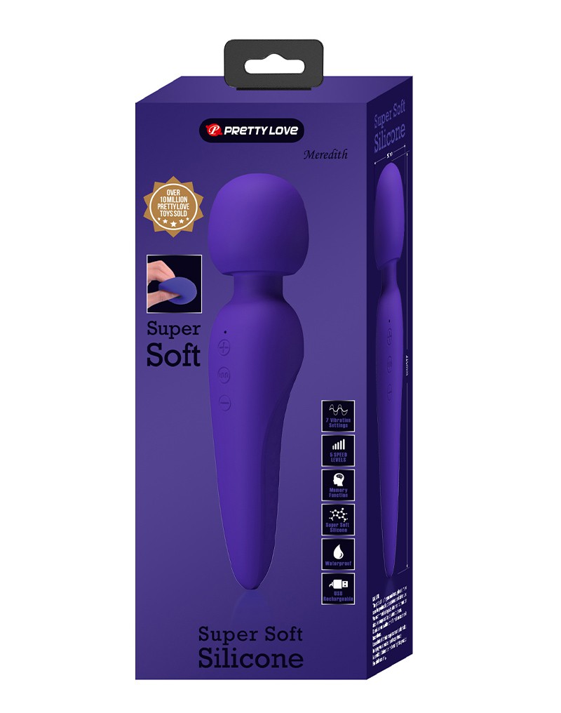 Vibrator Masaj Meredith, 7 Moduri Vibratii & 5 Intensitati Viteza, Silicon, USB, Violet, 21.5 cm, #9, Erotic24.ro