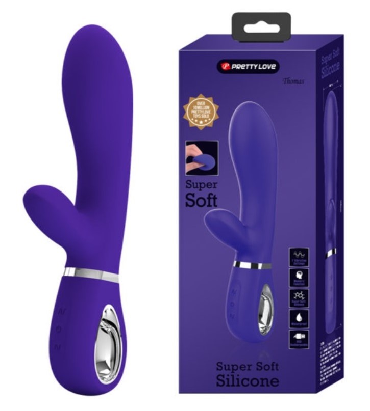 Vibrator Iepuras Thomas, 7 Moduri Vibratii, Silicon, USB, Violet, 20.5 cm