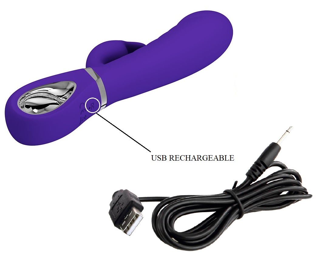 Vibrator Iepuras Prescott, 7 Moduri Vibratii, Silicon, USB, Violet, 20 cm, Nr. 7, Erotic24.ro