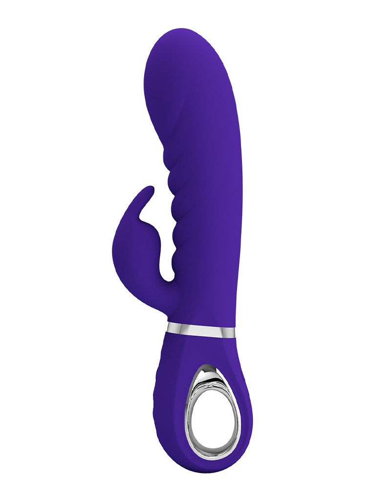 Vibrator Iepuras Prescott, 7 Moduri Vibratii, Silicon, USB, Violet, 20 cm, Nr. 2, Erotic24.ro