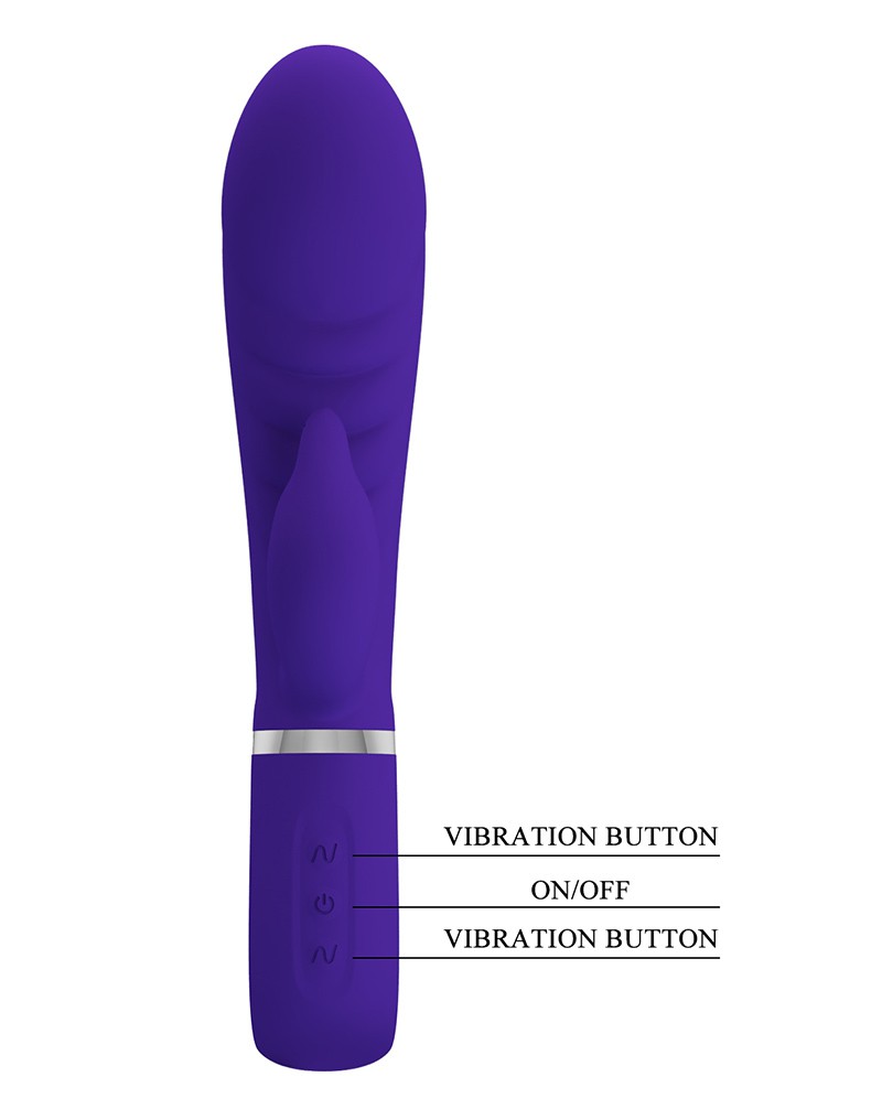 Vibrator Iepuras Prescott, 7 Moduri Vibratii, Silicon, USB, Violet, 20 cm, Nr. 6, Erotic24.ro