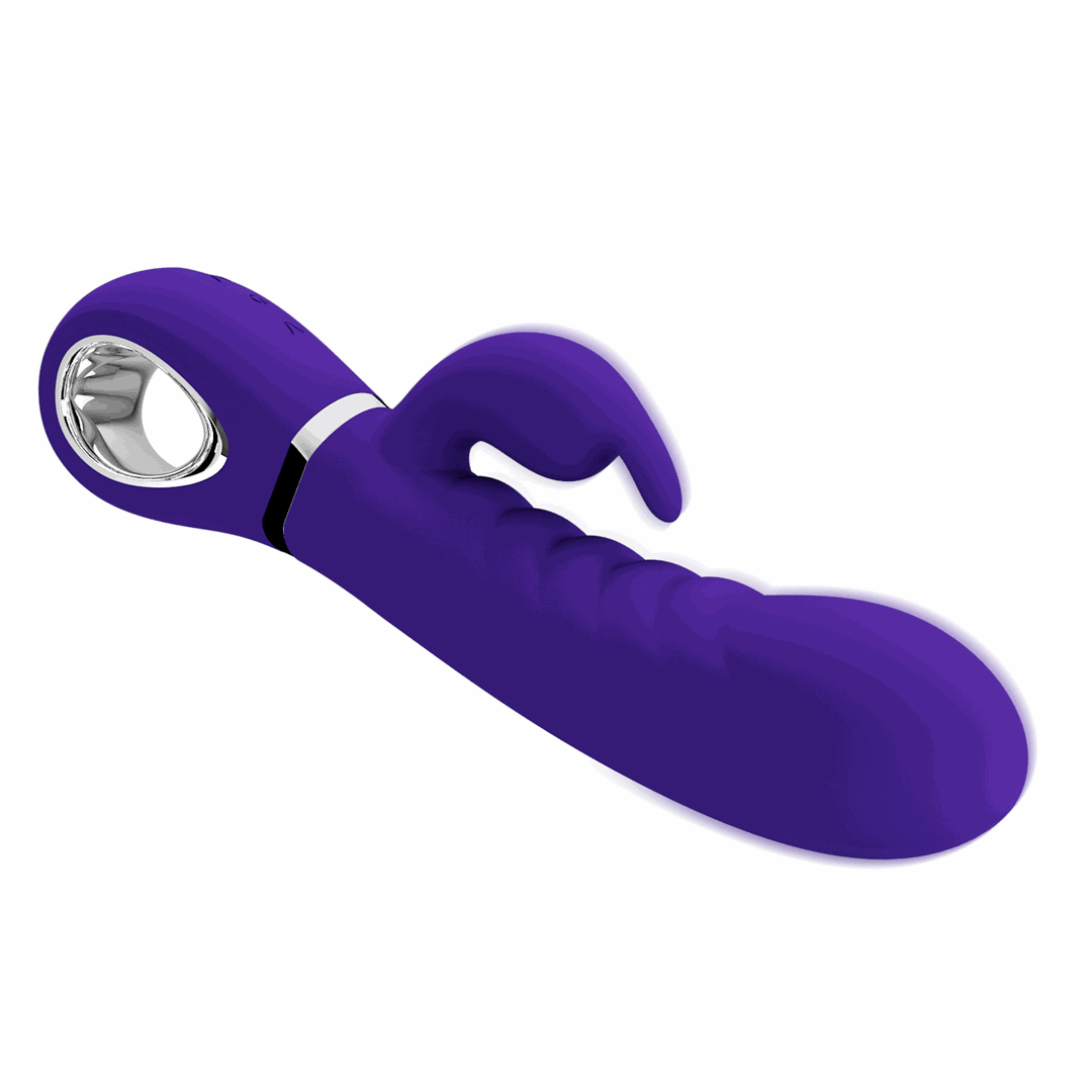 Vibrator Iepuras Prescott, 7 Moduri Vibratii, Silicon, USB, Violet, 20 cm, Nr. 5, Erotic24.ro