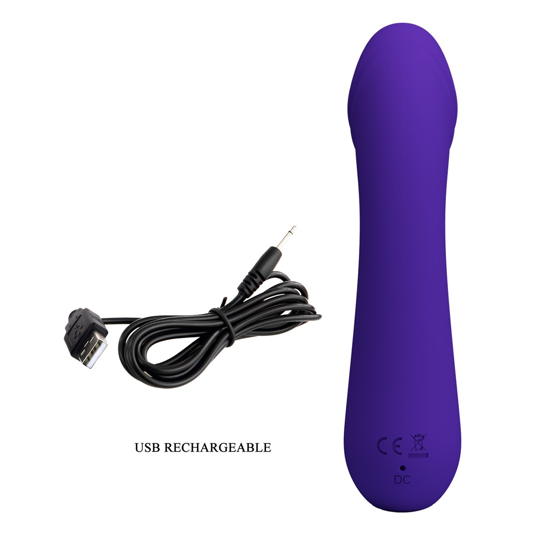 Vibrator Punctul G Cetus, 12 Moduri Vibratii, Sillicon, USB, Violet, 15 cm, Nr. 10, Erotic24.ro