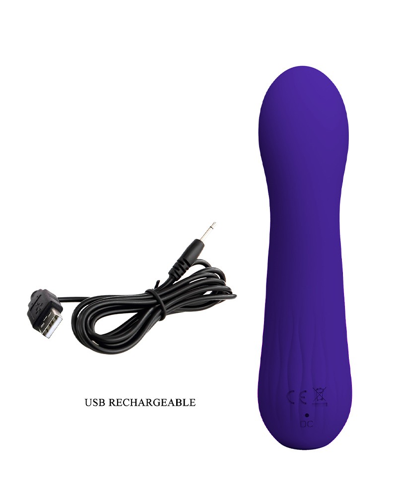 Vibrator Punctul G Faun, 12 Moduri Vibratii, Silicon, USB, Violet, 15 cm, #7, Erotic24.ro