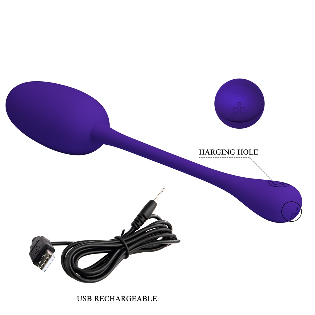 Ou Vibrator Knucker, 12 Moduri Vibratii, Silicon, USB, Violet, Nr. 9, Erotic24.ro