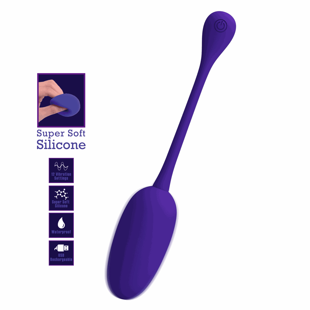 Ou Vibrator Knucker, 12 Moduri Vibratii, Silicon, USB, Violet, Nr. 7, Erotic24.ro