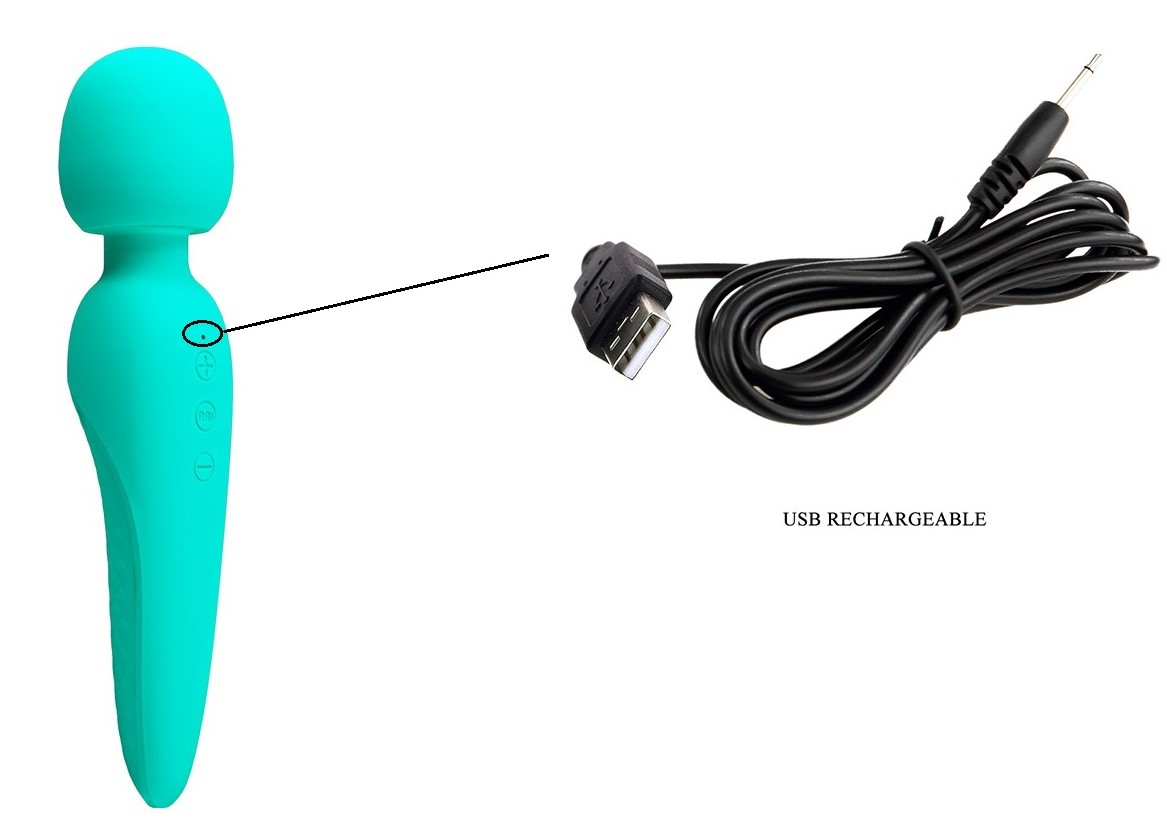 Vibrator Masaj Meredith, 7 Moduri Vibratii & 5 Intensitati Viteza, Silicon, USB, Verde, 21.5 cm, #8, Erotic24.ro