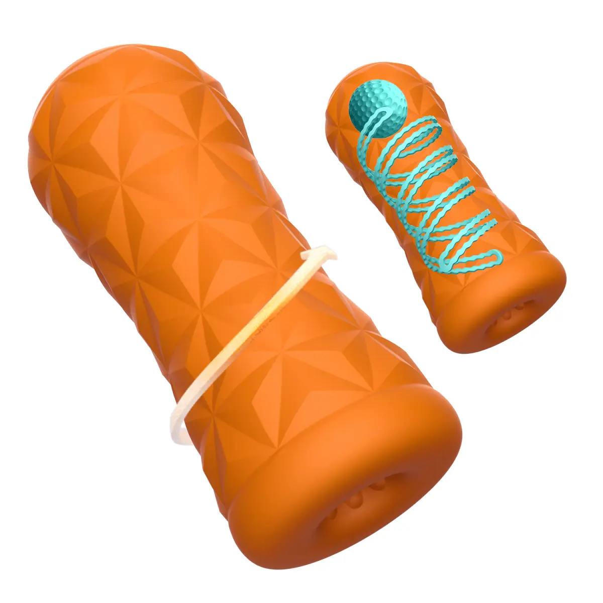 Masturbator cu Bila Victoria Cheney, TPR, Portocaliu, 15 cm, #7, Erotic24.ro