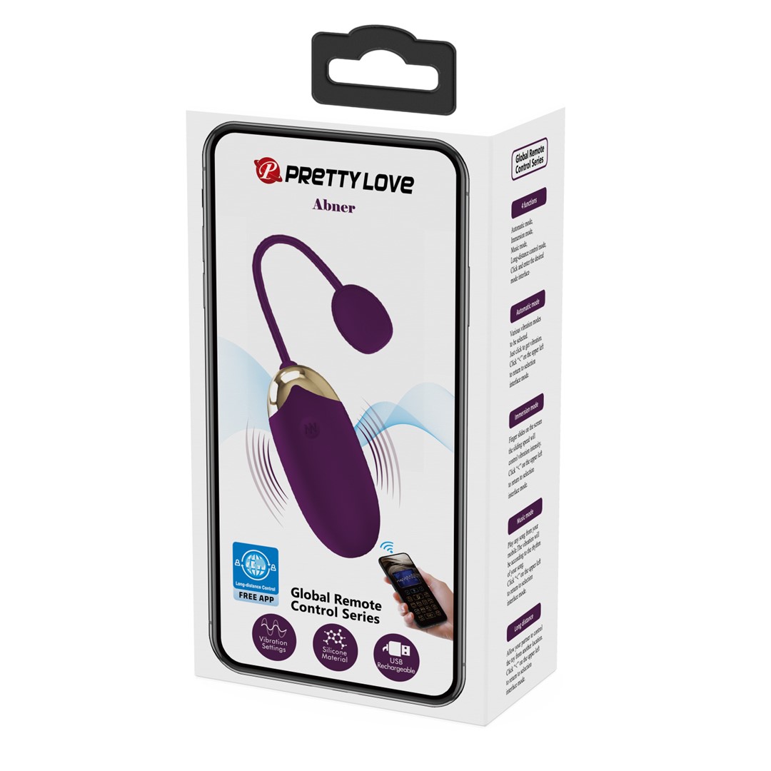 Ou Vibrator Abner, 12 Moduri Vibratii, Bluetooth Control Free App, Silicon, USB, Violet, #8, Erotic24.ro