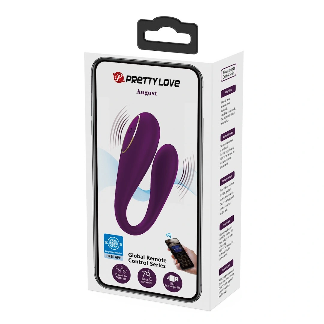 Vibrator Pretty Love August, Bluetooth Control Free App, Silicon, USB, Mov Inchis, #9, Erotic24.ro
