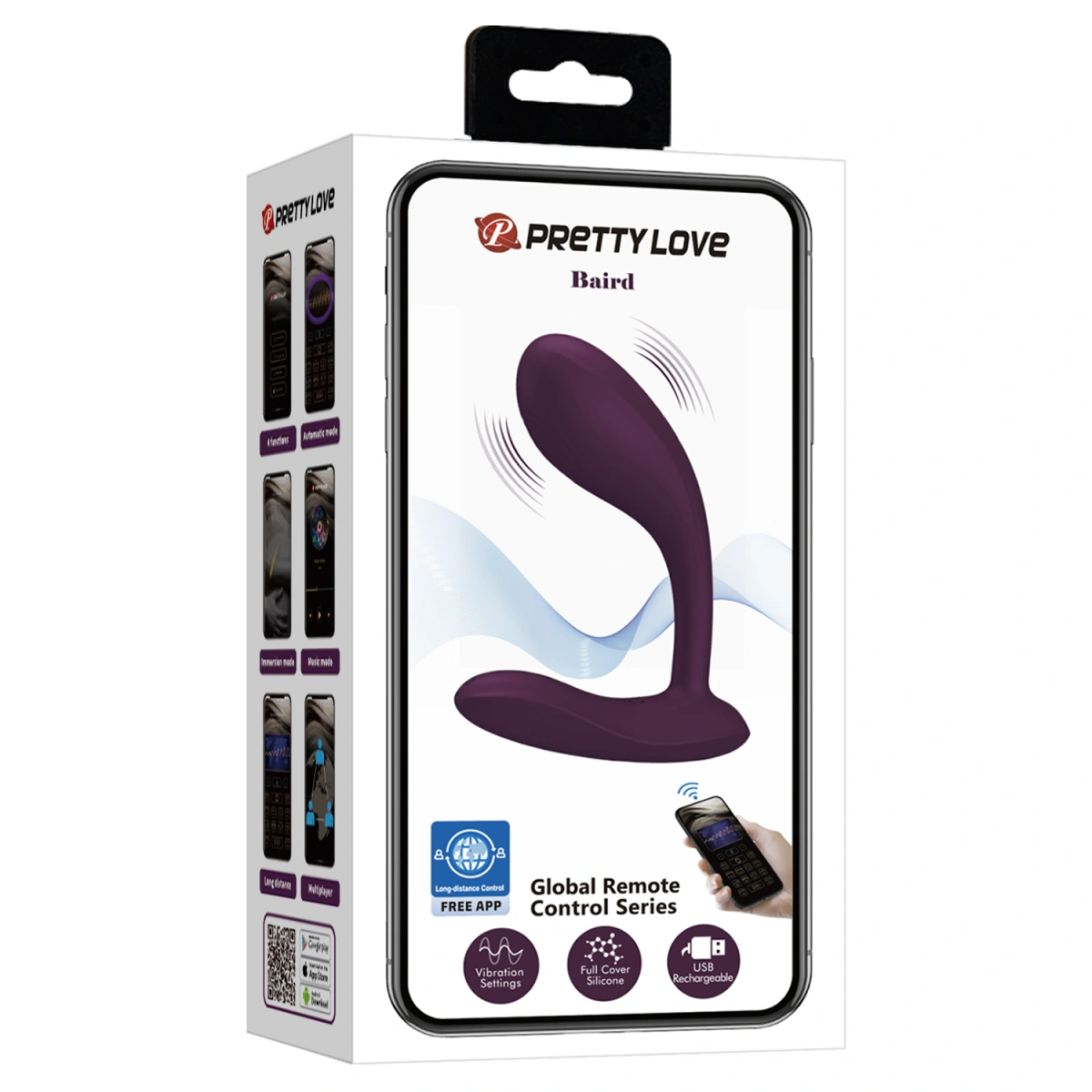 Stimulator Pretty Love Baird, Bluetooth Control Free App, Silicon, USB, Mov Inchis, #8, Erotic24.ro