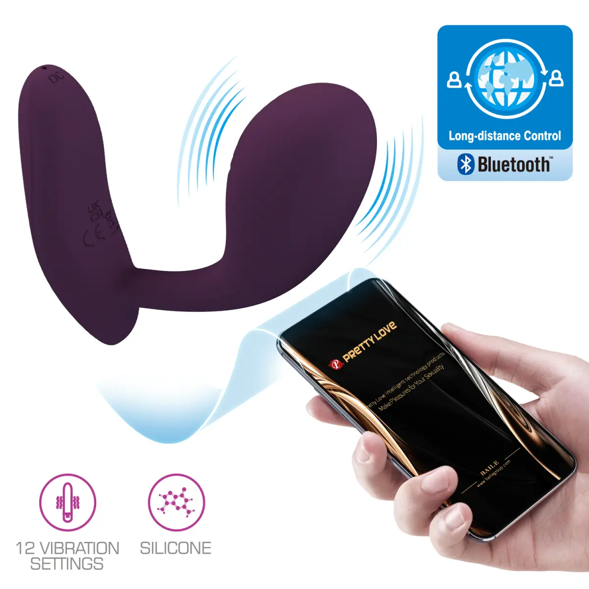 Stimulator Pretty Love Baird, Bluetooth Control Free App, Silicon, USB, Mov Inchis, #7, Erotic24.ro