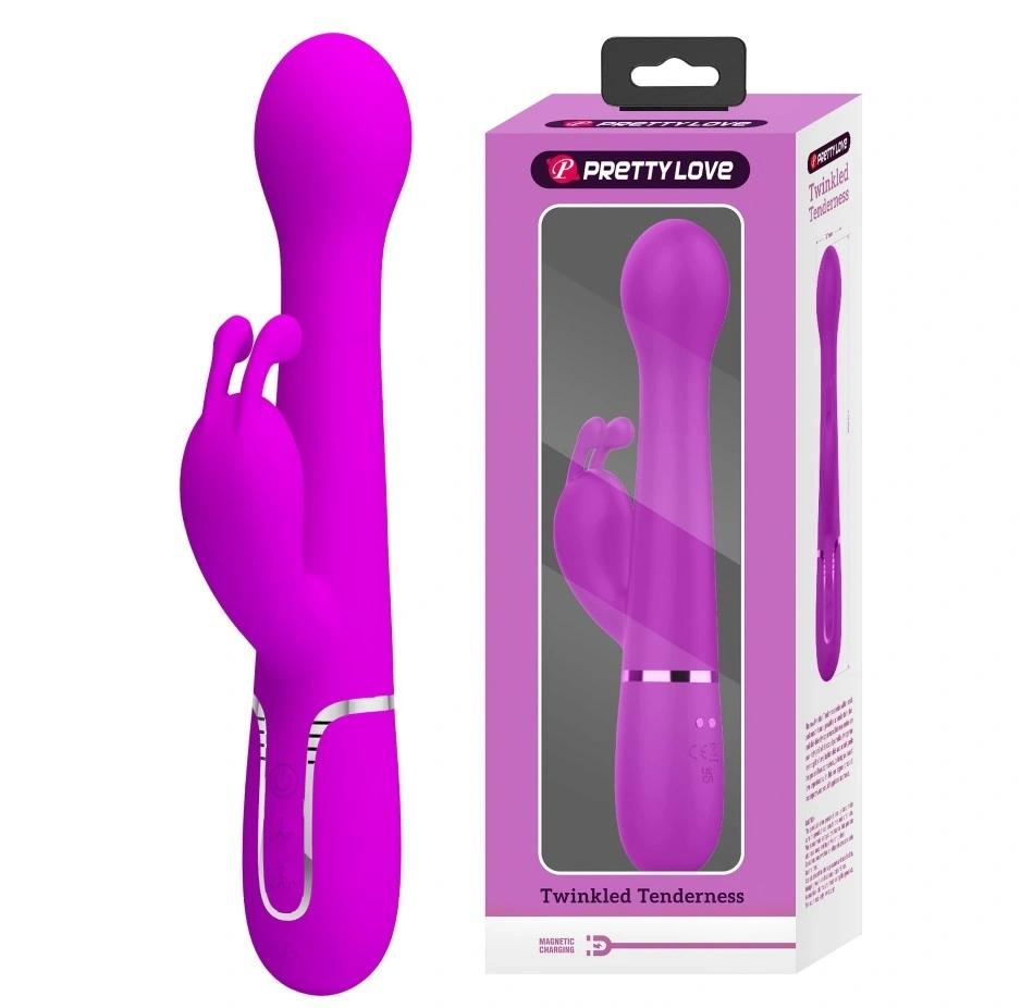Vibrator Iepuras Dejon, 7 Moduri Vibratii, 4 Moduri Impingere si Rotatii, Silicon, USB Magnetic, Mov, 22.6 cm