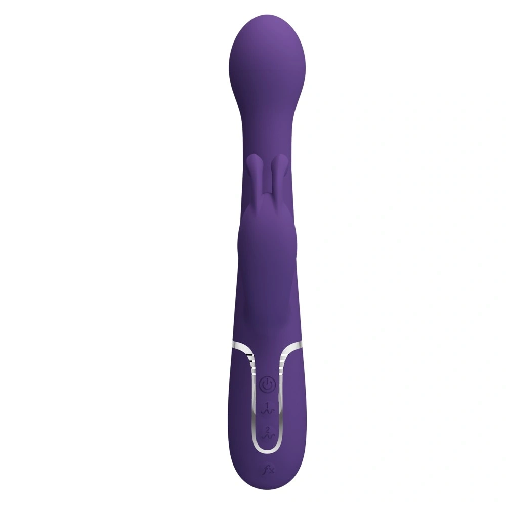 Vibrator Iepuras Dejon, 7 Moduri Vibratii, 4 Moduri Impingere si Rotatii, Silicon, USB Magnetic, Albastru, 22.6 cm, #3, Erotic24.ro