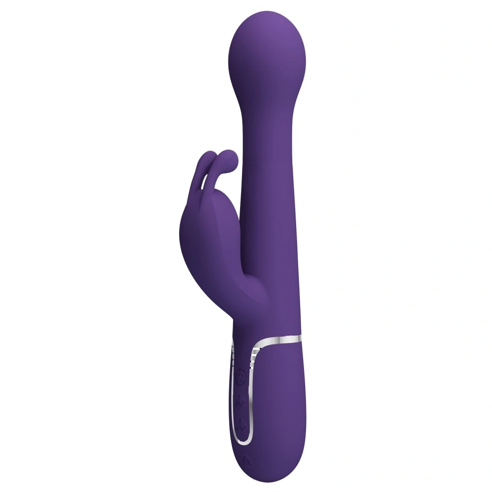 Vibrator Iepuras Dejon, 7 Moduri Vibratii, 4 Moduri Impingere si Rotatii, Silicon, USB Magnetic, Albastru, 22.6 cm, #2, Erotic24.ro