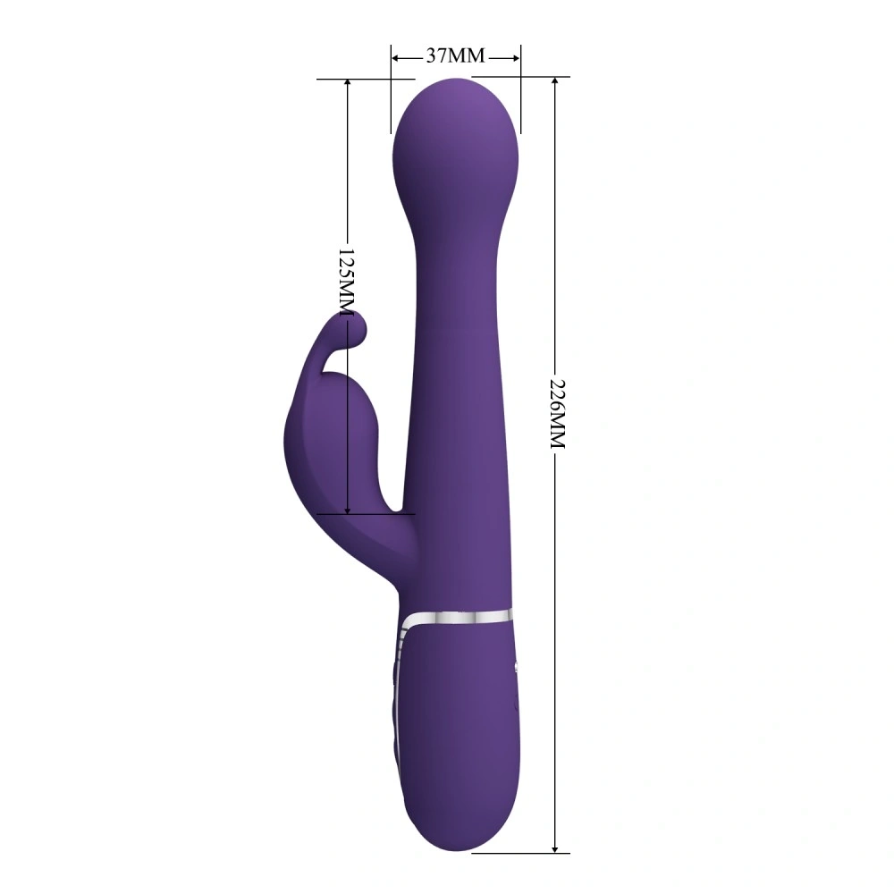 Vibrator Iepuras Dejon, 7 Moduri Vibratii, 4 Moduri Impingere si Rotatii, Silicon, USB Magnetic, Albastru, 22.6 cm, #6, Erotic24.ro