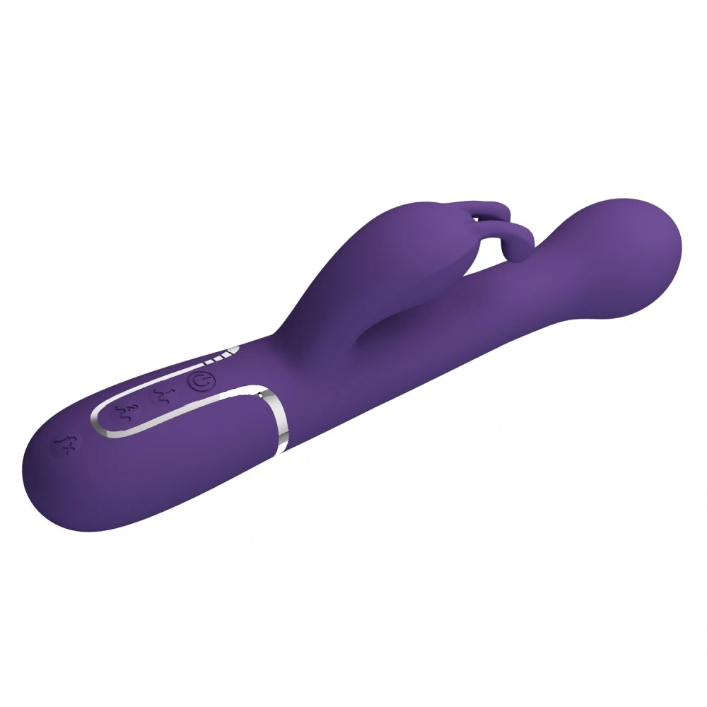 Vibrator Iepuras Dejon, 7 Moduri Vibratii, 4 Moduri Impingere si Rotatii, Silicon, USB Magnetic, Albastru, 22.6 cm, #5, Erotic24.ro