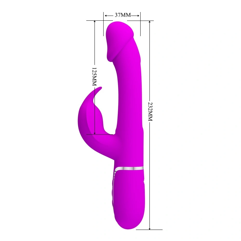 Vibrator Iepuras Kampas, 7 Moduri Vibratii, 4 Moduri Pulsare, Silicon, USB Magnetic, Mov Deschis, 23.2 cm, #9, Erotic24.ro