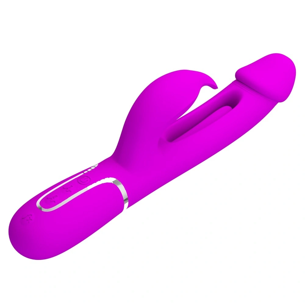 Vibrator Iepuras Kampas, 7 Moduri Vibratii, 4 Moduri Pulsare, Silicon, USB Magnetic, Mov Deschis, 23.2 cm, #6, Erotic24.ro