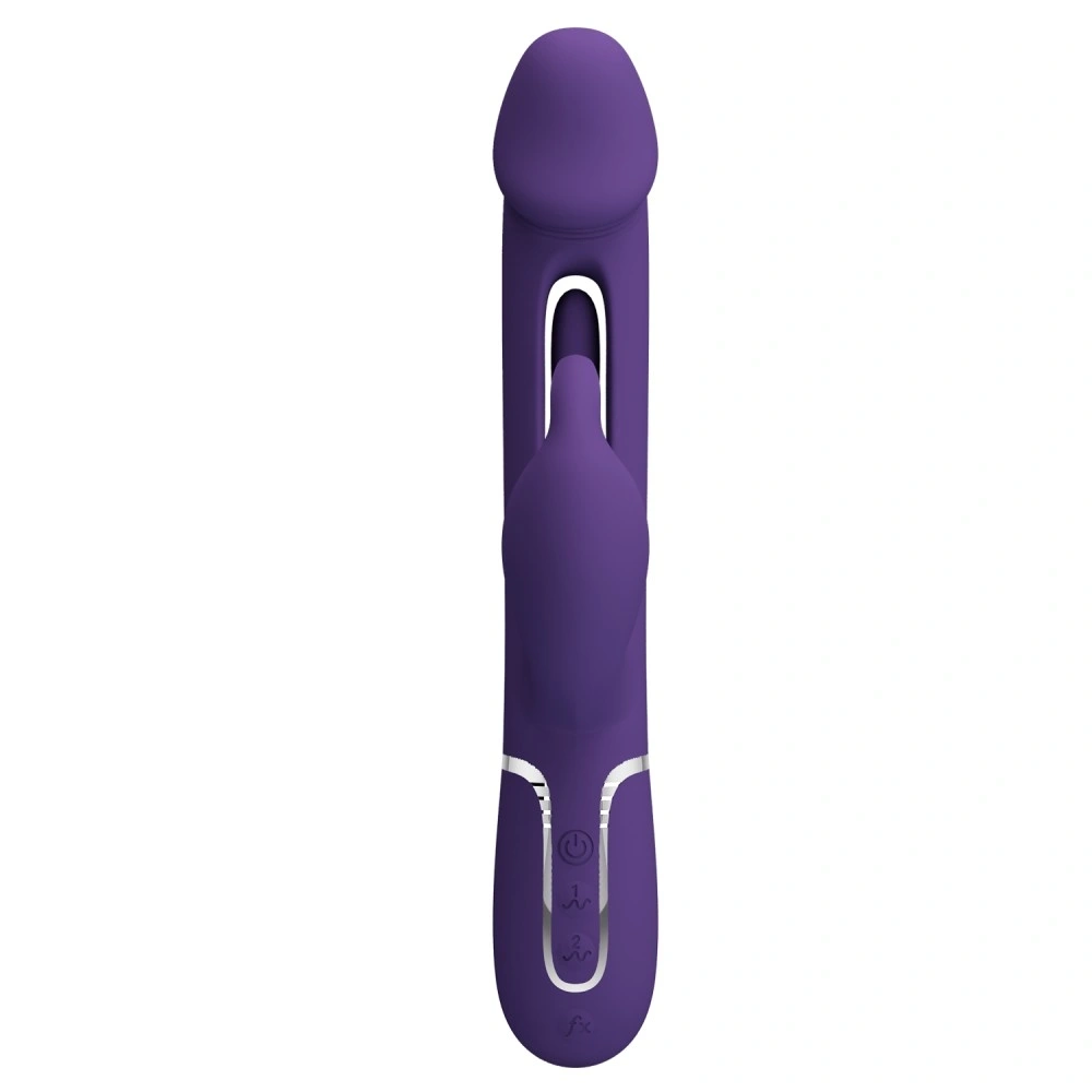 Vibrator Iepuras Kampas, 7 Moduri Vibratii, 4 Moduri Pulsare, Silicon, USB Magnetic, Mov Inchis, 23.2 cm, #3, Erotic24.ro