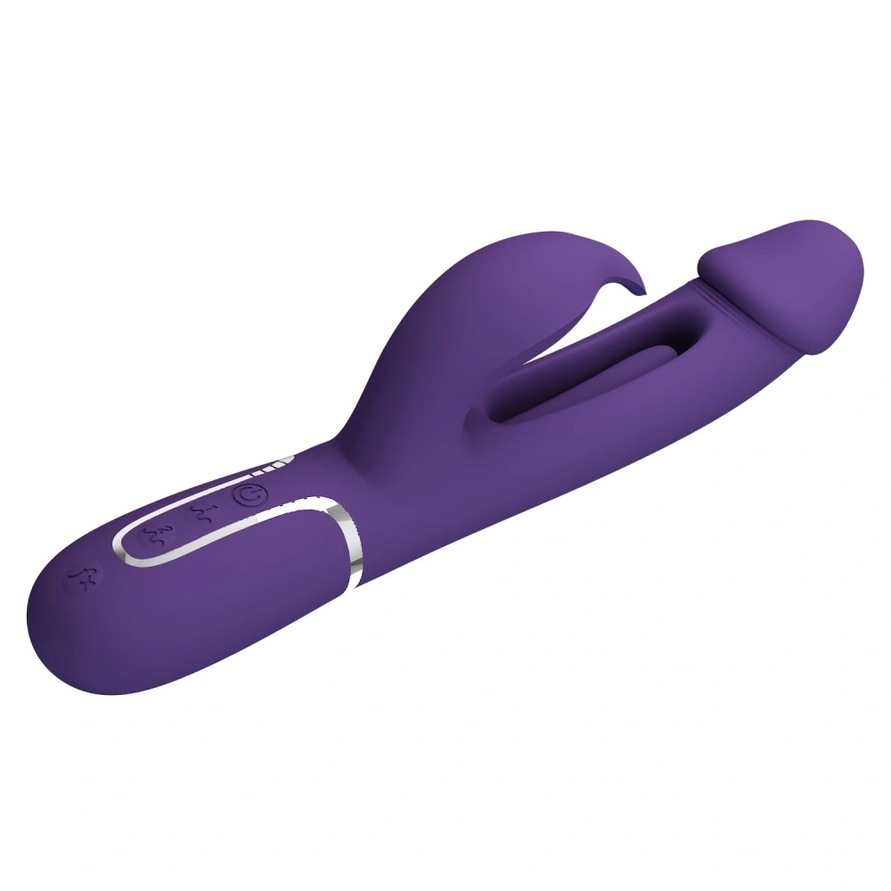 Vibrator Iepuras Kampas, 7 Moduri Vibratii, 4 Moduri Pulsare, Silicon, USB Magnetic, Mov Inchis, 23.2 cm, #7, Erotic24.ro