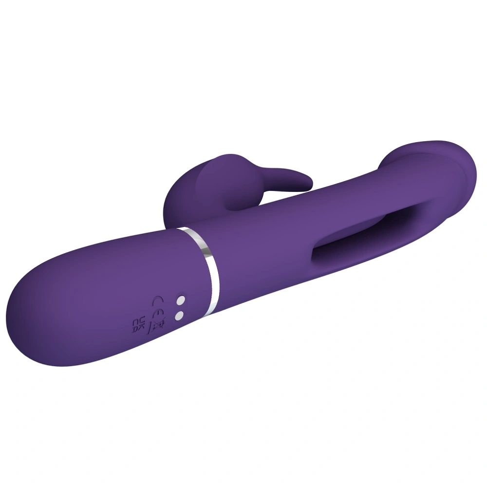 Vibrator Iepuras Kampas, 7 Moduri Vibratii, 4 Moduri Pulsare, Silicon, USB Magnetic, Mov Inchis, 23.2 cm, #8, Erotic24.ro