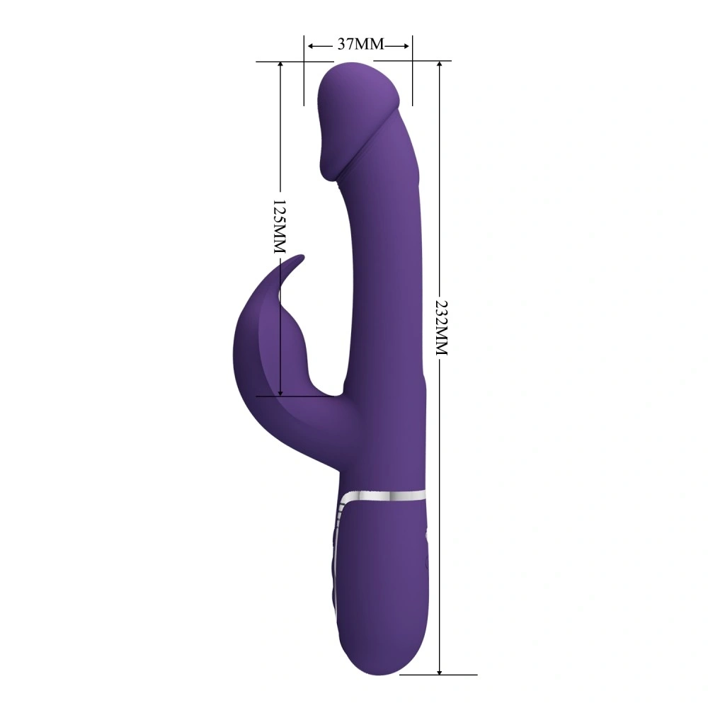 Vibrator Iepuras Kampas, 7 Moduri Vibratii, 4 Moduri Pulsare, Silicon, USB Magnetic, Mov Inchis, 23.2 cm, #9, Erotic24.ro