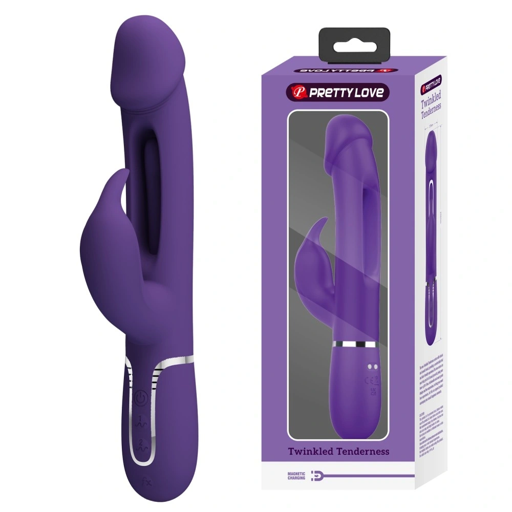 Vibrator Iepuras Kampas, 7 Moduri Vibratii, 4 Moduri Pulsare, Silicon, USB Magnetic, Mov Inchis, 23.2 cm, #2, Erotic24.ro