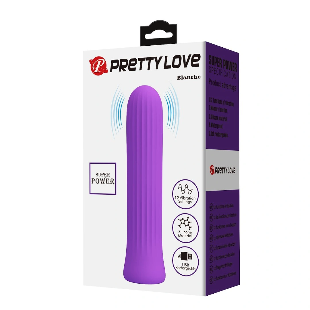 Vibrator Pretty Love Blanche, 12 Moduri Vibratii, Silicon, USB, Mov Deschis, 10.2 cm, Nr. 8, Erotic24.ro