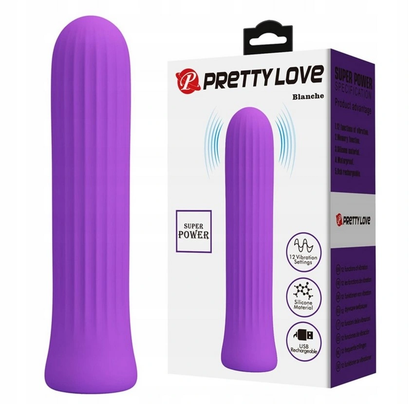 Vibrator Pretty Love Blanche, 12 Moduri Vibratii, Silicon, USB, Mov Deschis, 10.2 cm