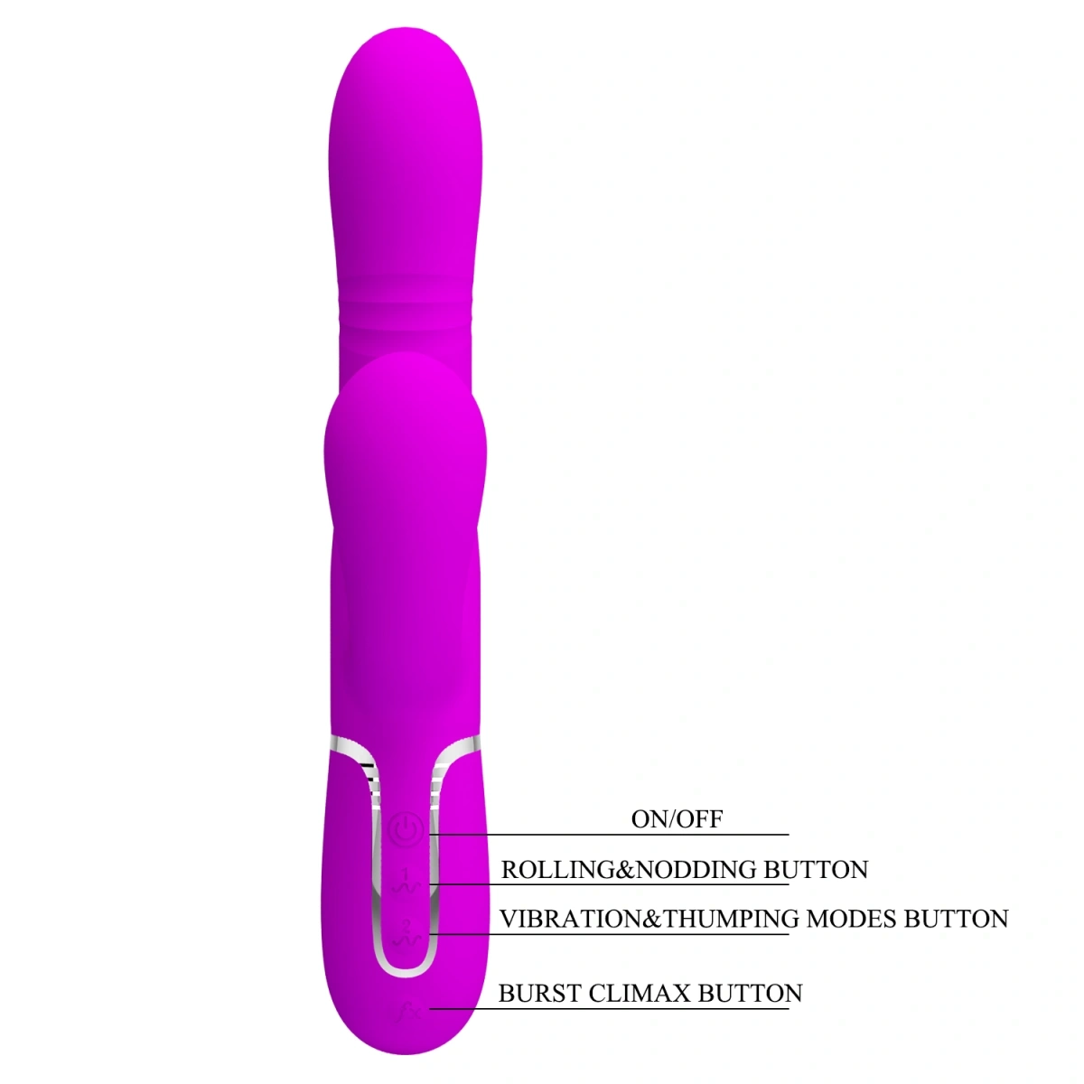 Vibrator Twinkled Tenderness Mariana, 4 in 1, Silicon, USB, Roz, 22.6 cm, #8, Erotic24.ro