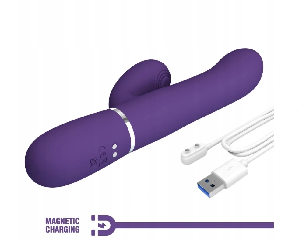 Vibrator Twinkled Tenderness Mariana, 4 in 1, Silicon, USB, Mov, 22.6 cm, #3, Erotic24.ro