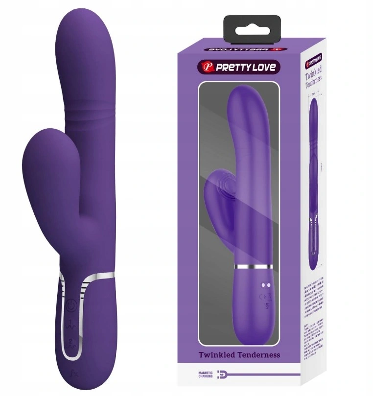 Vibrator Twinkled Tenderness Mariana, 4 in 1, Silicon, USB, Mov, 22.6 cm, #5, Erotic24.ro